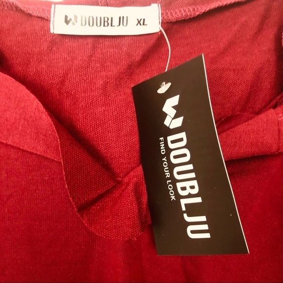 Double JU Burgundy hoodie top‎ S XL - Picture 2 of 8